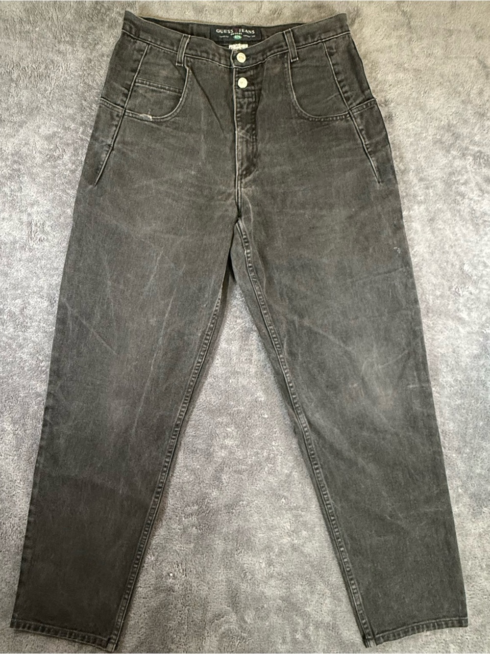 Guess‎ Pascal Jeans Mens 34x32 Black Loose Fit Tapered Cotton Denim Made in USA